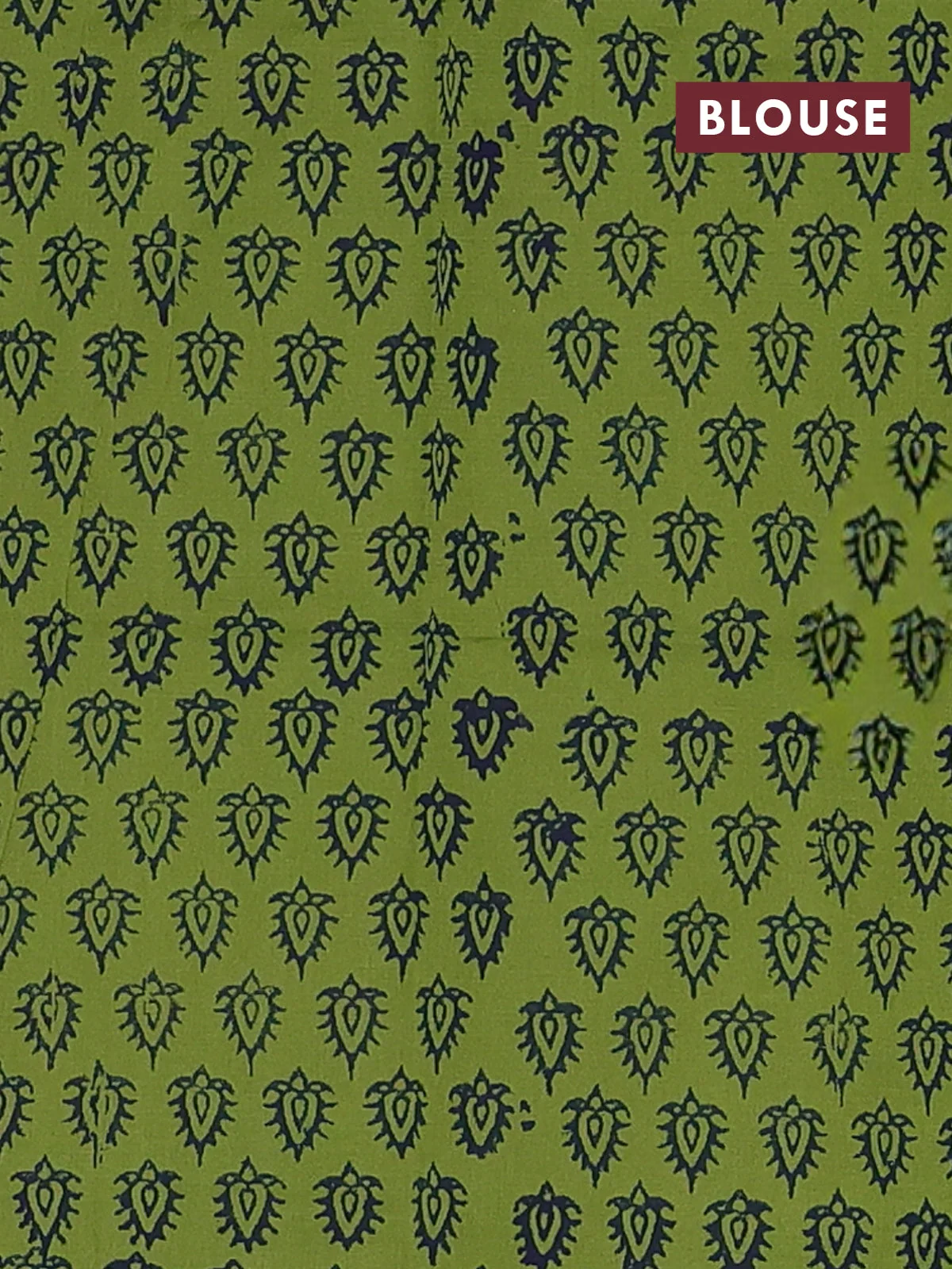 Lotus Printed Semi Silk Cotton Saree - Navy Blue and Light Green